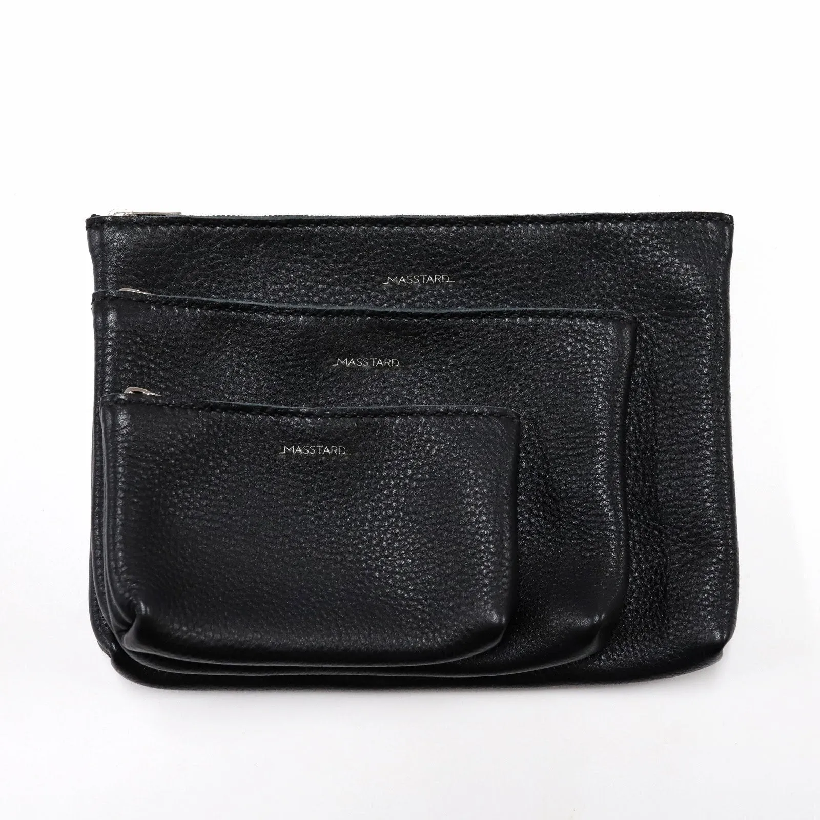 MASSTARD -MINIMAL LEATHER POUCH (Small)- BLACK
