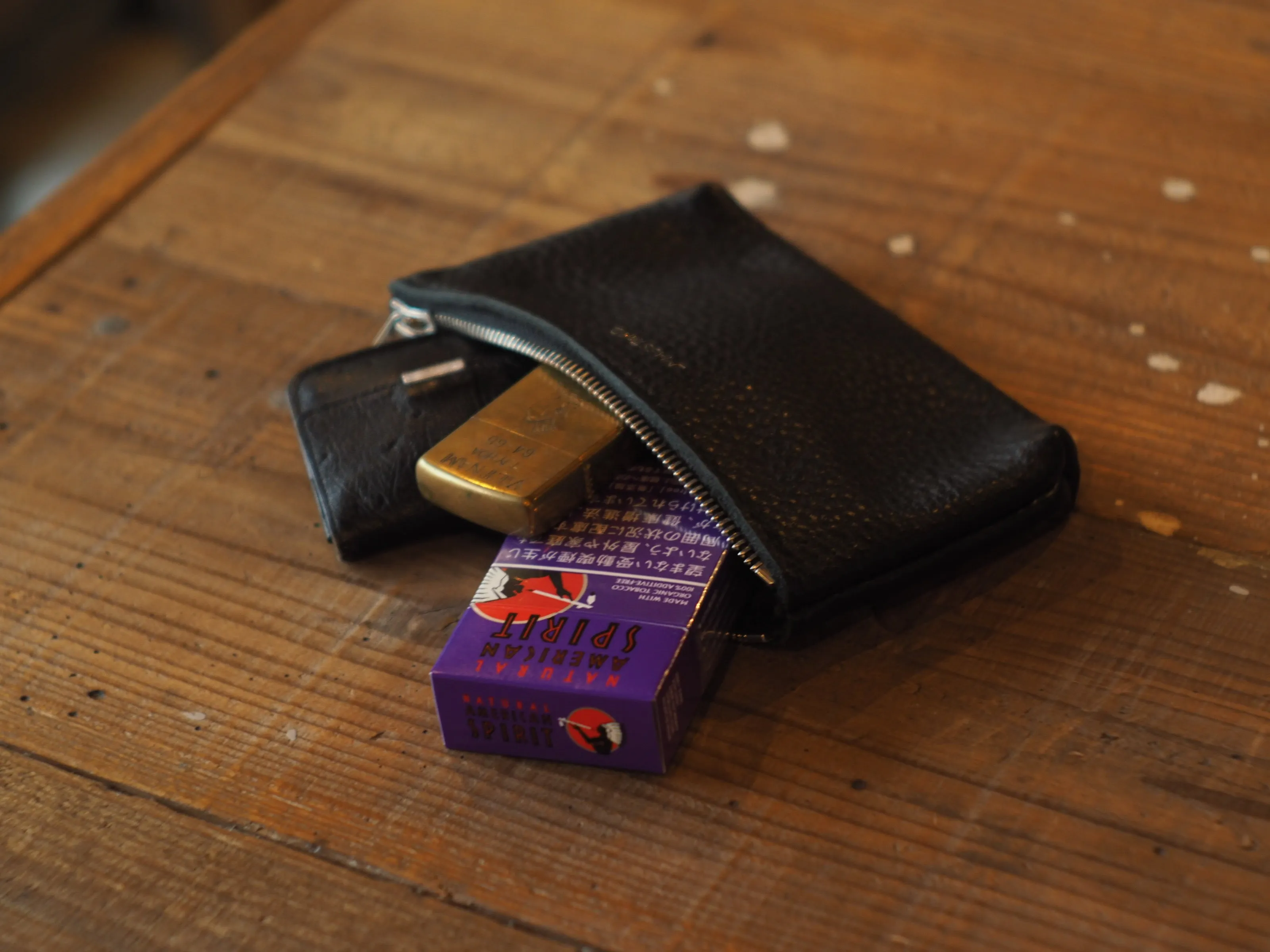MASSTARD -MINIMAL LEATHER POUCH (Small)- BLACK