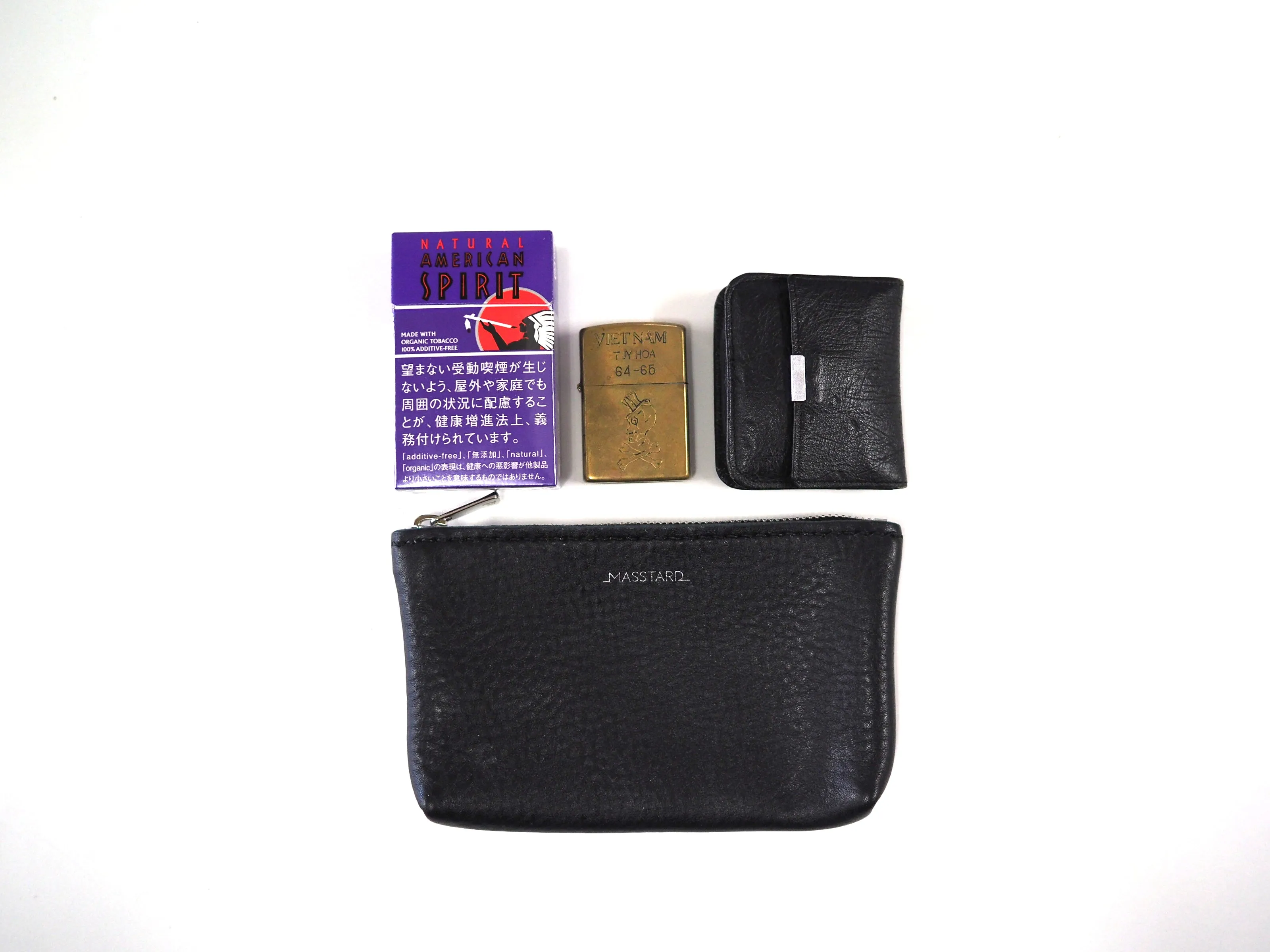 MASSTARD -MINIMAL LEATHER POUCH (Small)- BLACK