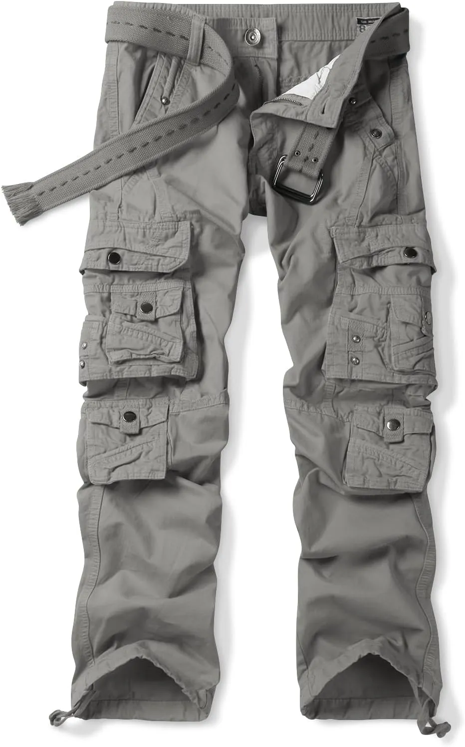 Men's Casual Cargo Cotton Relaxed Fit Tactical Outdoor Work Pants with Multi-Pockets