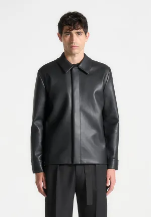 Minimal Leather Shirt - Black