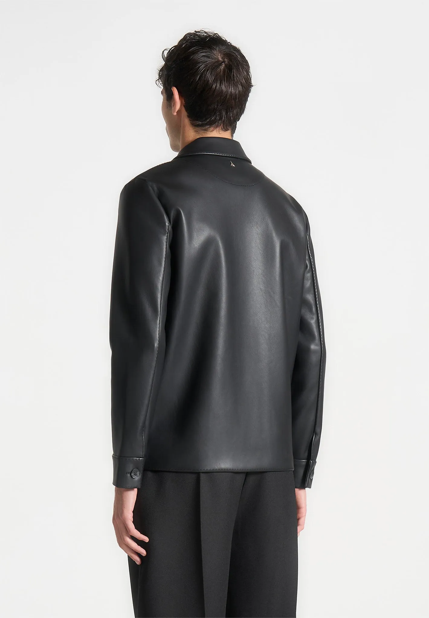 Minimal Leather Shirt - Black