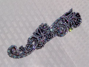 NUG T09425 Aurora Borealis & Clear Stoned Black Venice Lace Appliqué