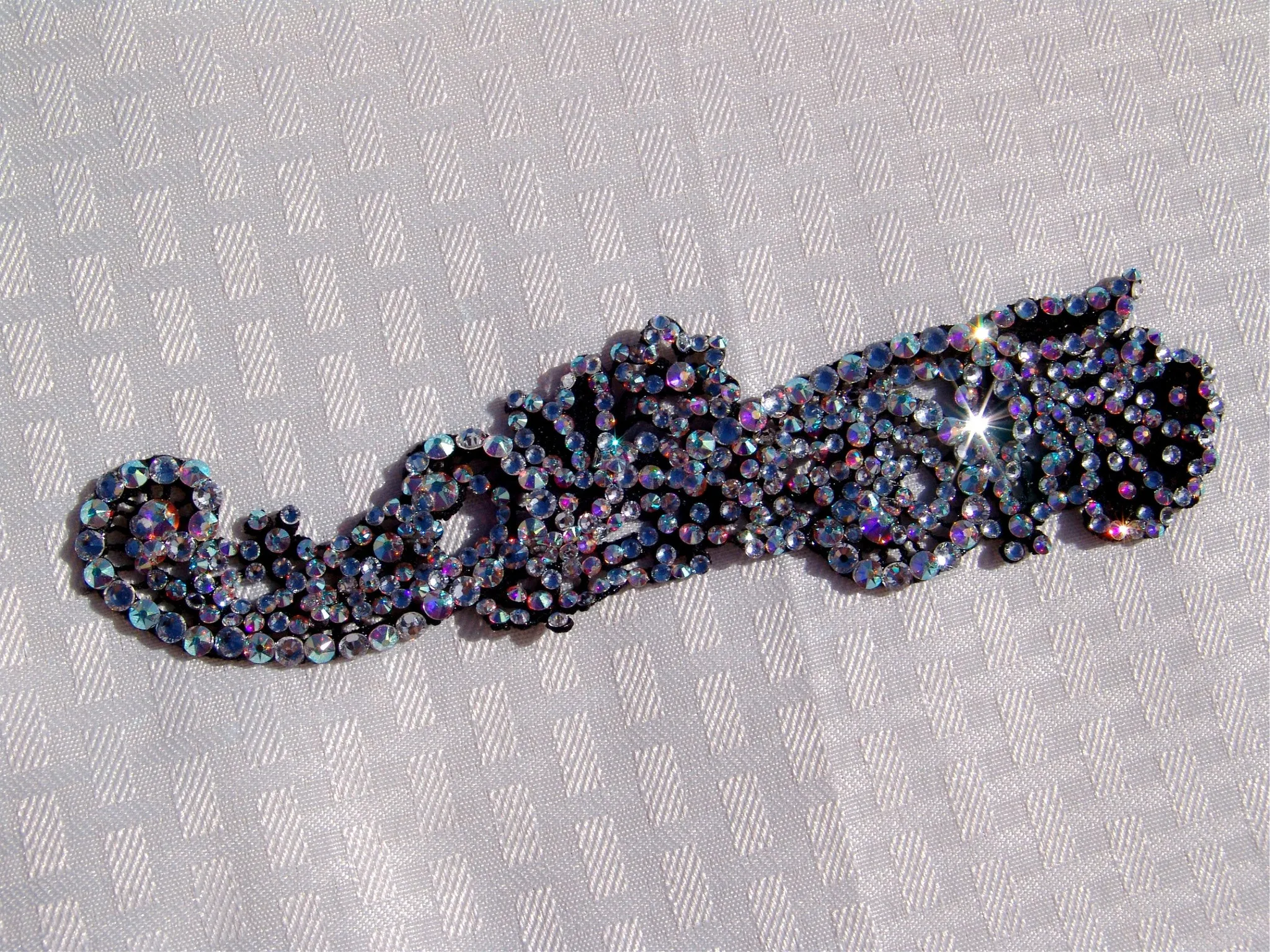 NUG T09425 Aurora Borealis & Clear Stoned Black Venice Lace Appliqué