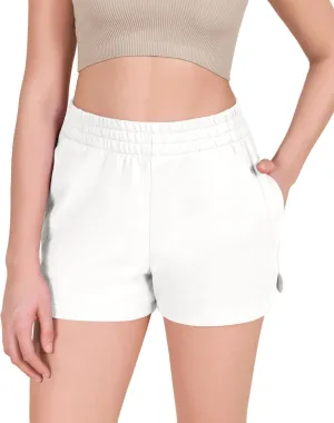 ODODOS Women's Sweat Shorts Cotton French Terry Curved Hem Workout Casual Relaxed Lounge Shorts with Pockets
