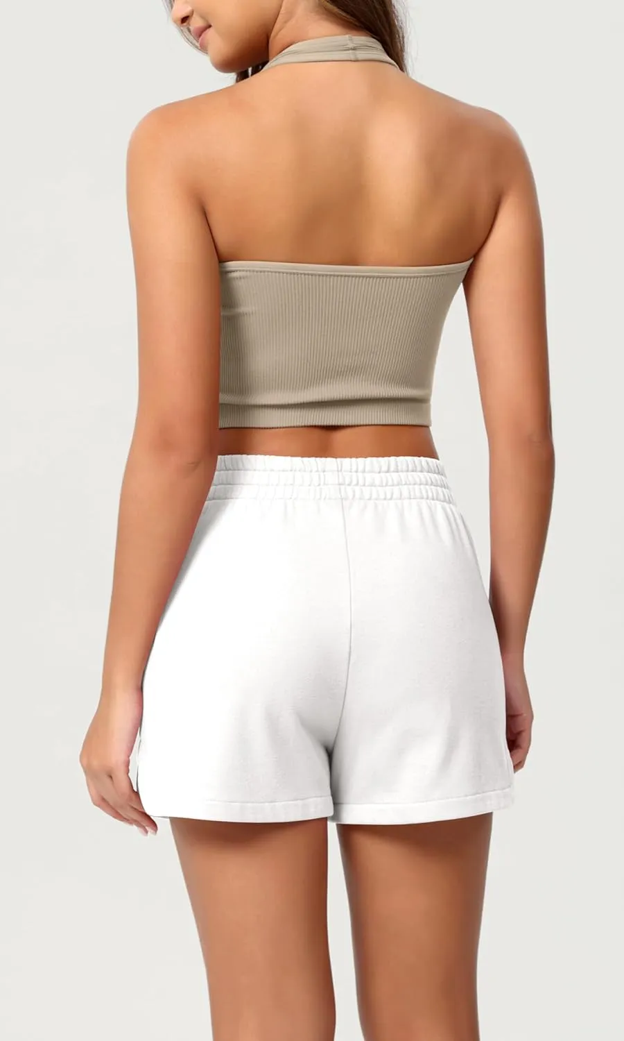 ODODOS Women's Sweat Shorts Cotton French Terry Curved Hem Workout Casual Relaxed Lounge Shorts with Pockets
