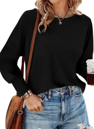 PRETTYGARDEN Women's 2025 Spring Fashion T Shirts Puff Long Sleeve Crewneck Casual Basic Tee Tops Blouses