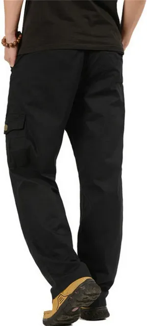 Raroauf Men's Full Elastic Waist Casual Cargo Pants Relaxed Fit Lightweight Pull On Work Pant