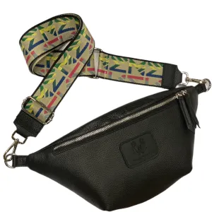 REGULAR.BLACK MINIMAL LEATHER BELT BAG