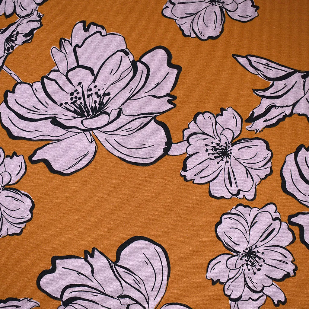 See You at Six Rosehip Floral French Terry Pumpkin