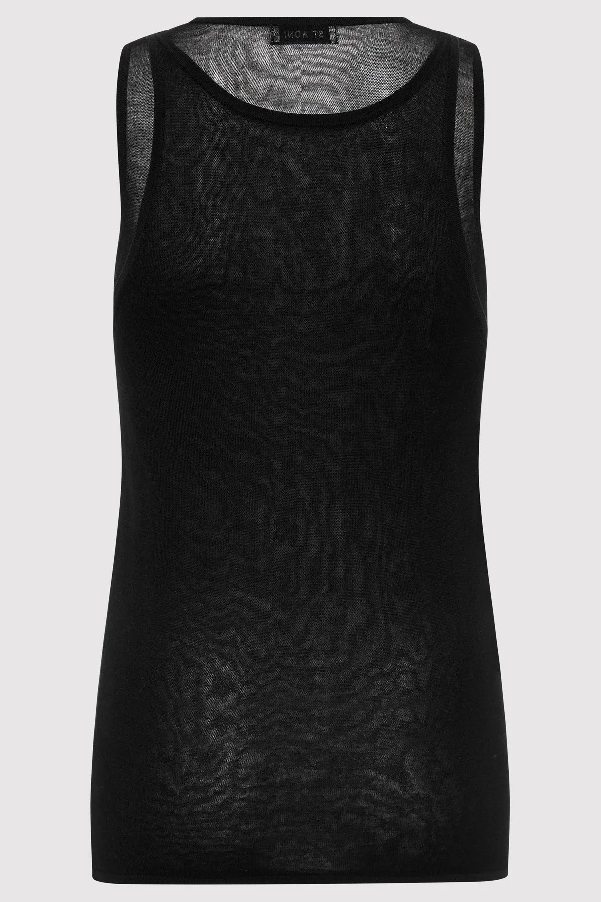 Semi Sheer Double Layer Tank - Black