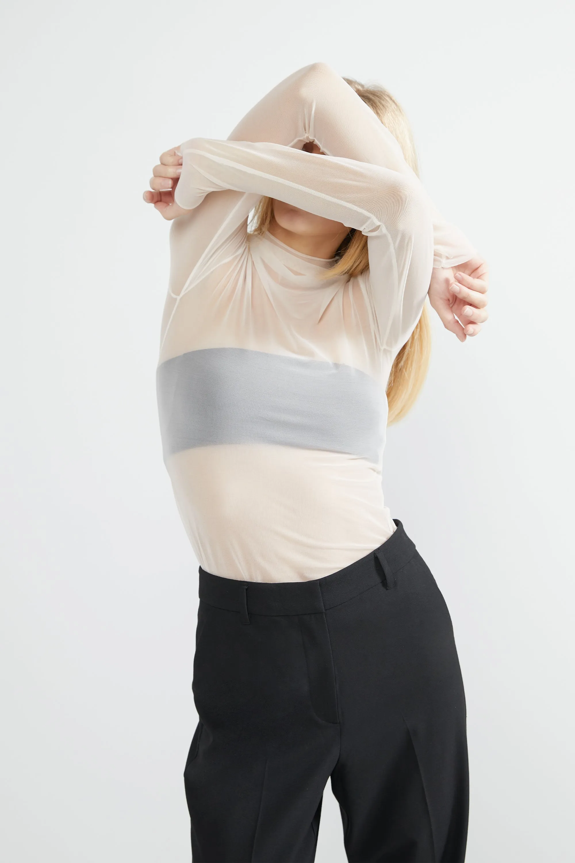 SHEER MOCKNECK TOP