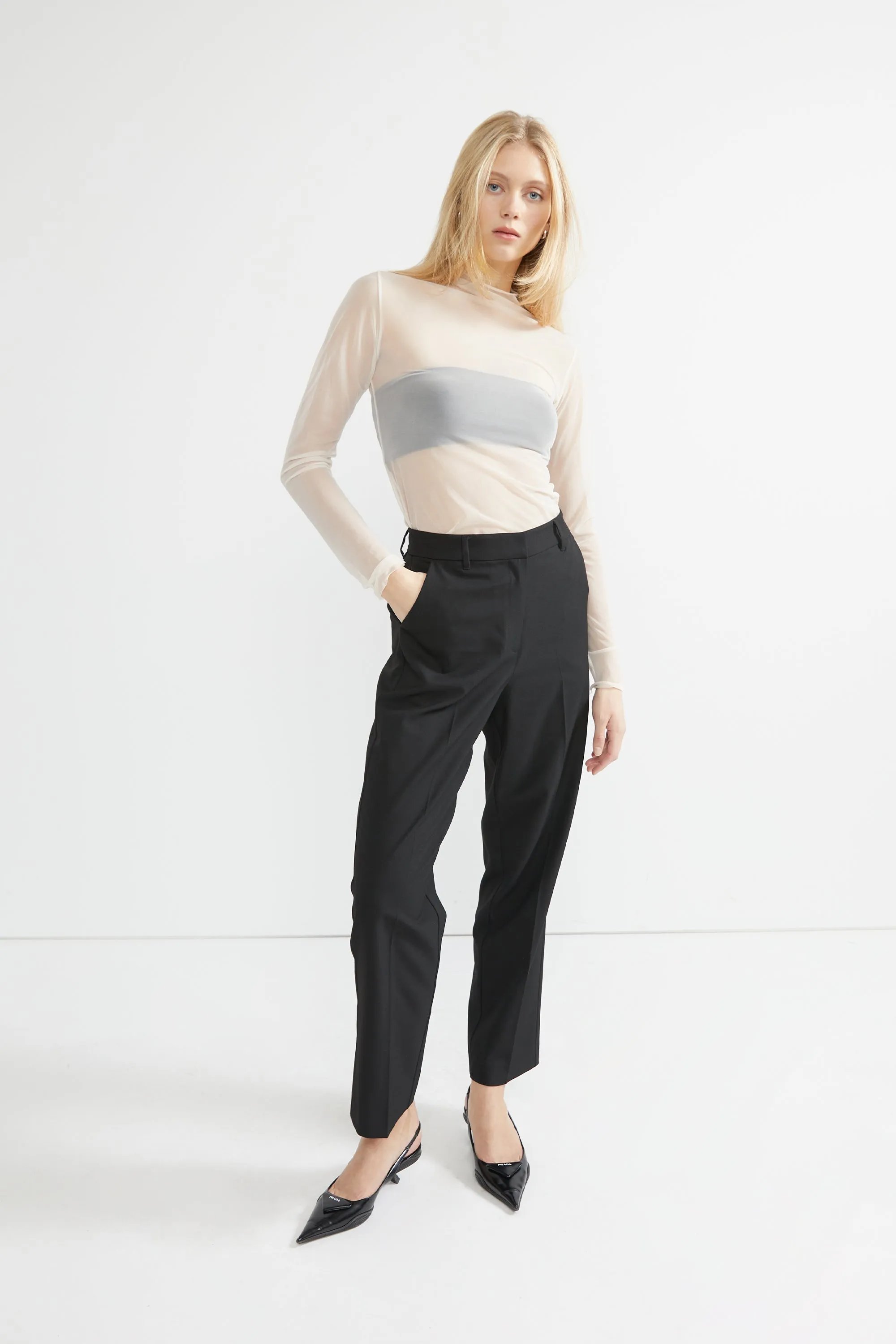 SHEER MOCKNECK TOP