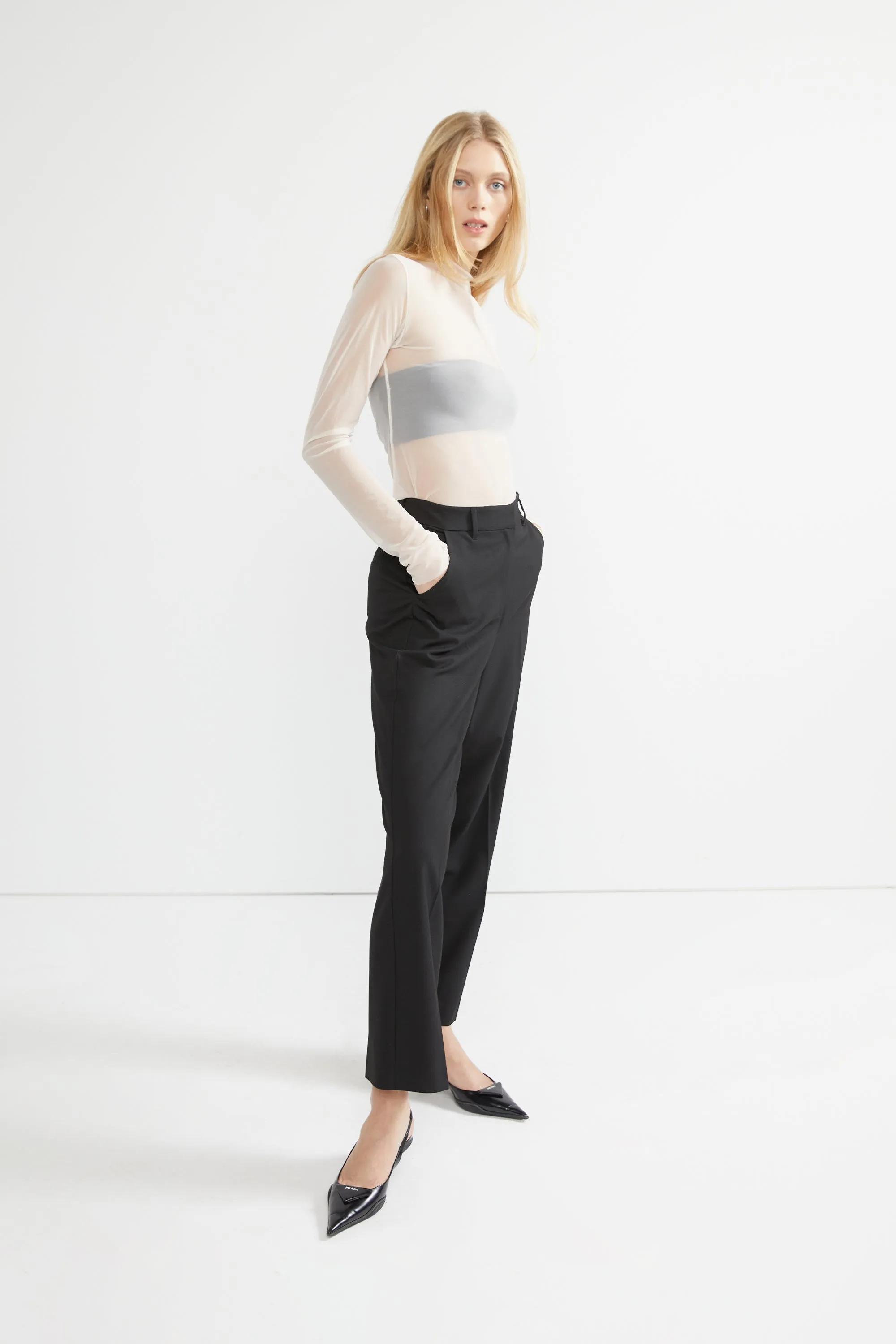 SHEER MOCKNECK TOP