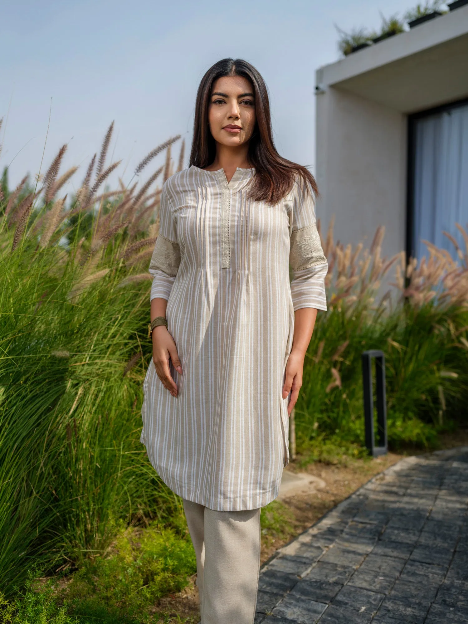 Stripe Plain mix and match Co-ord set