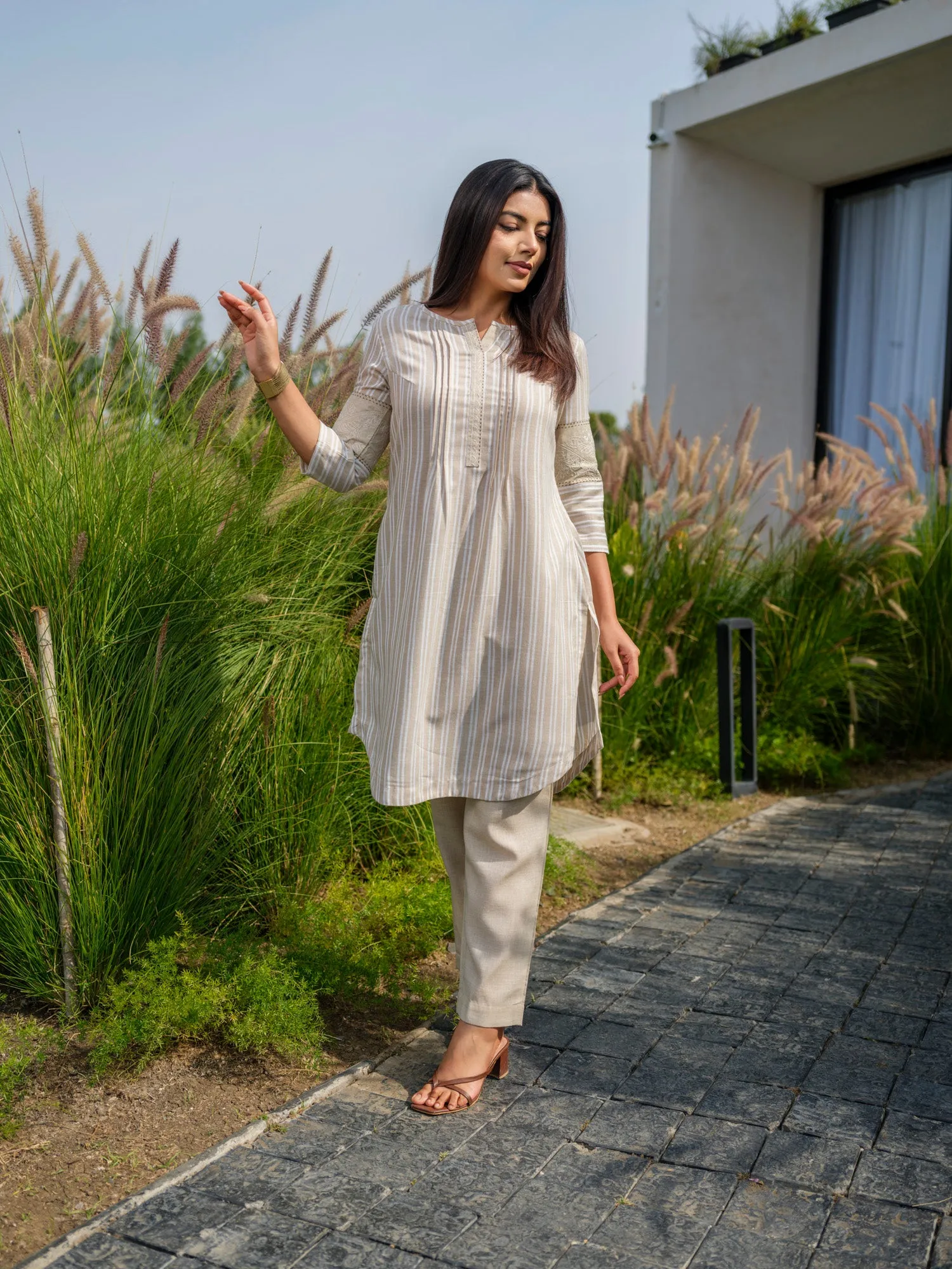 Stripe Plain mix and match Co-ord set