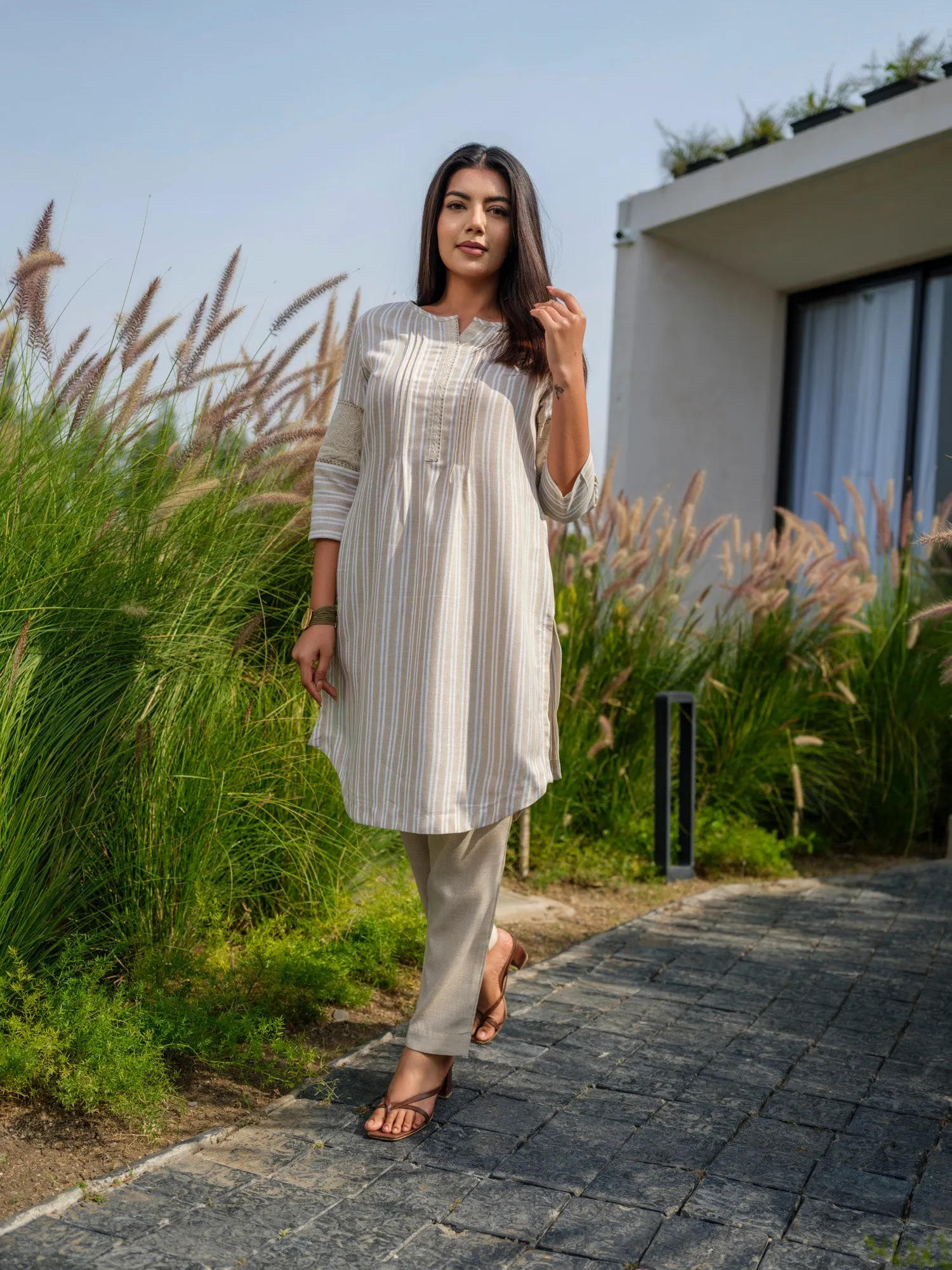 Stripe Plain mix and match Co-ord set