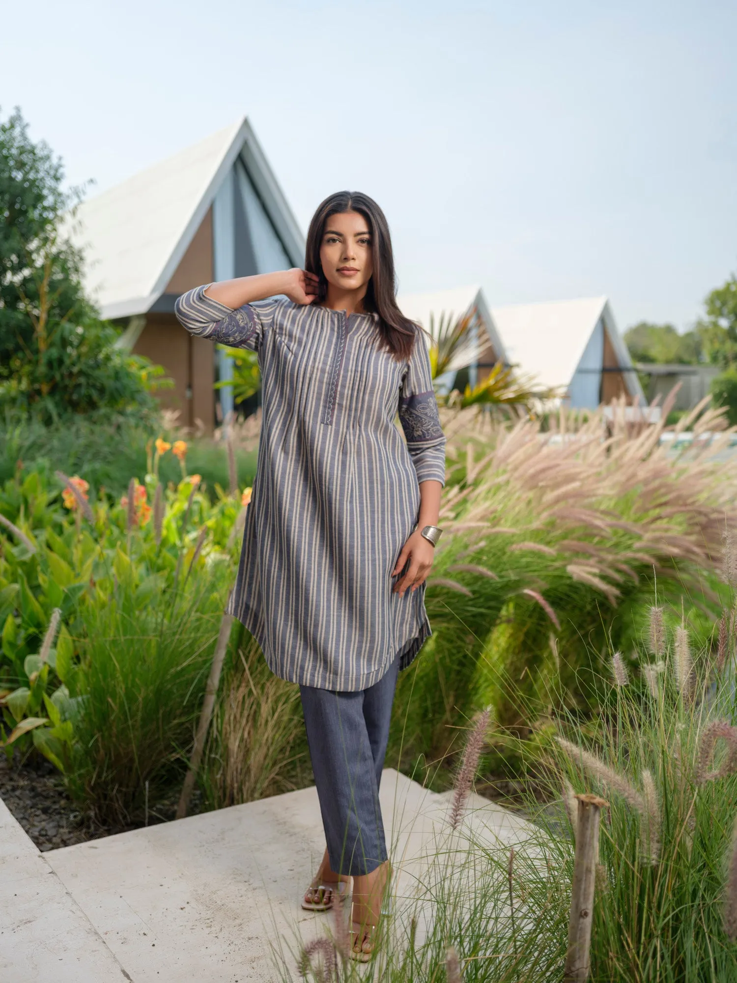 Stripe Plain mix and match Co-ord set