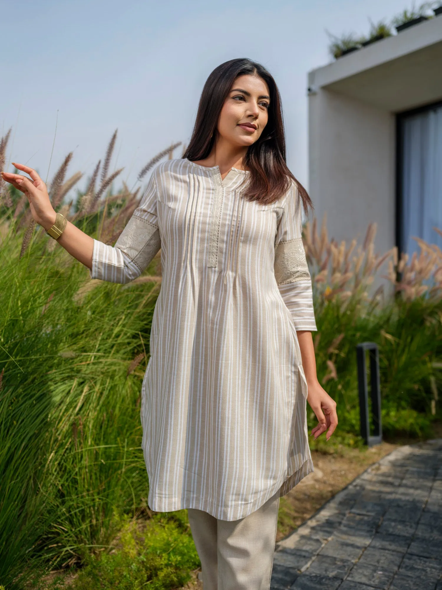 Stripe Plain mix and match Co-ord set