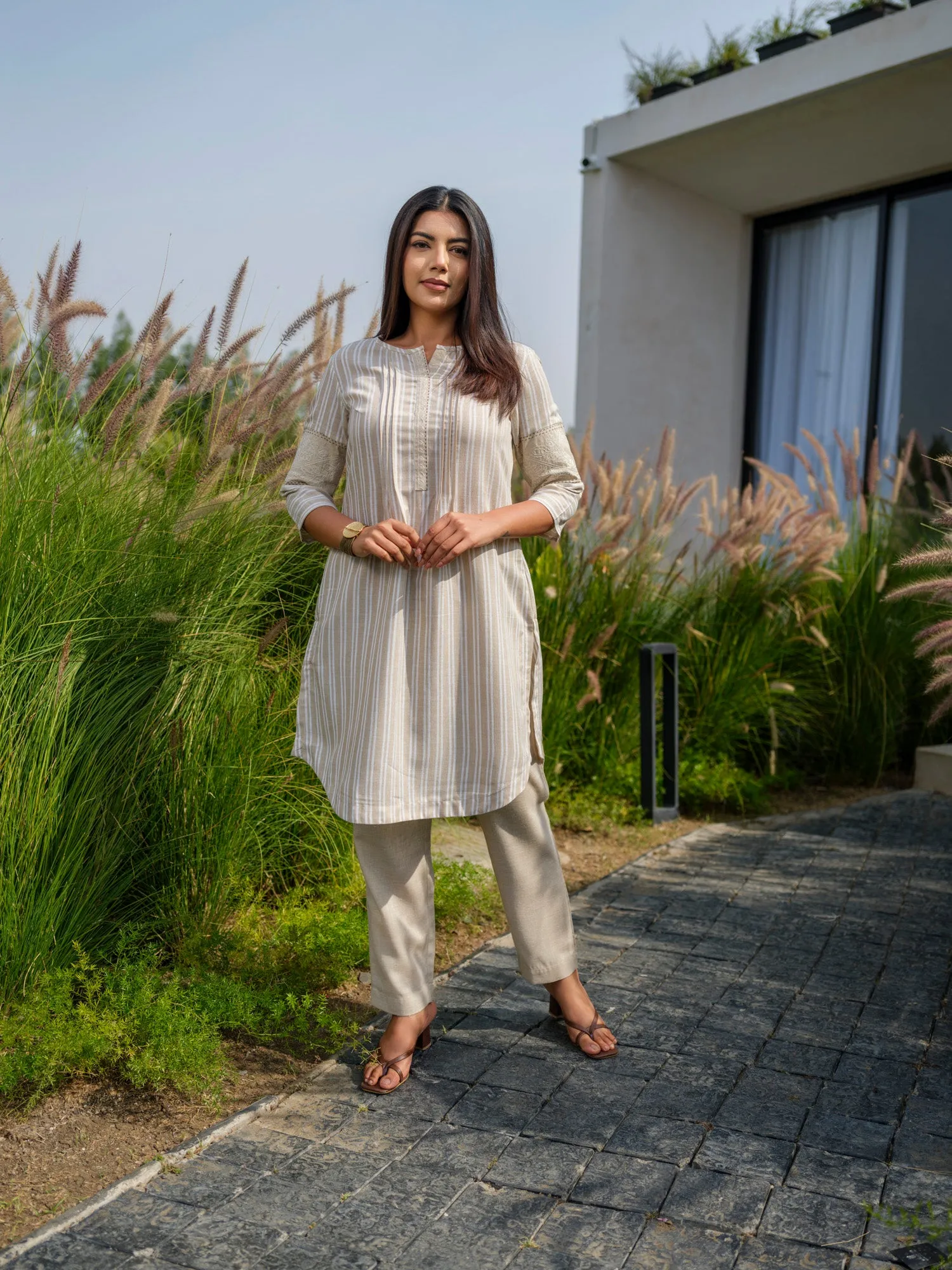 Stripe Plain mix and match Co-ord set