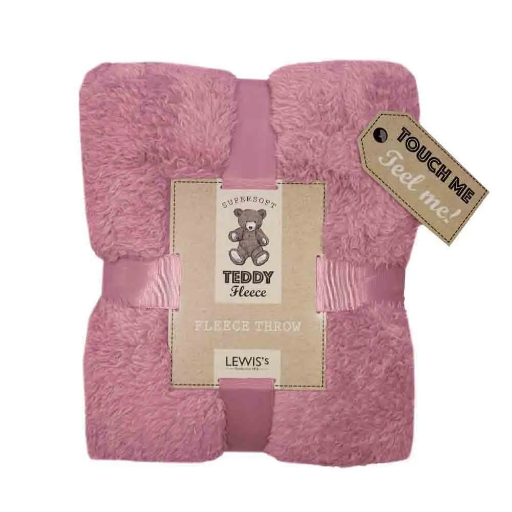 Teddy Fleece Super Soft Throw - Blush