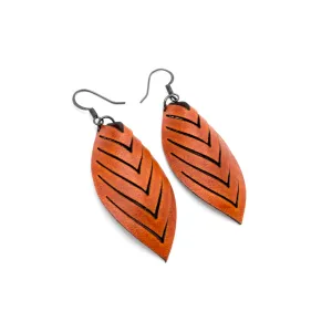 Terrabyte 14 [S] // Leather Earrings - Dark Orange