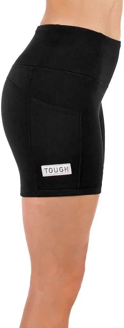 Tough Mode Women High Rise 5" Super Soft Athletic Shorts Pockets Bike Fitness Workout Running Yoga Tummy Control