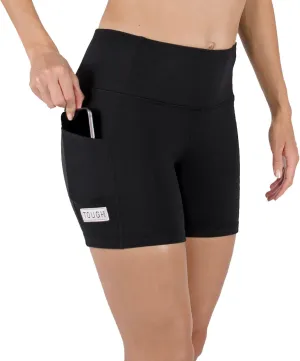 Tough Mode Women High Rise 5" Super Soft Athletic Shorts Pockets Bike Fitness Workout Running Yoga Tummy Control