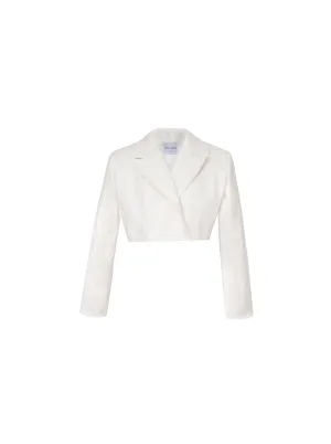 White Checkered Leather Blazer