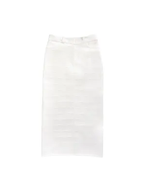 White Checkered Leather Skirt