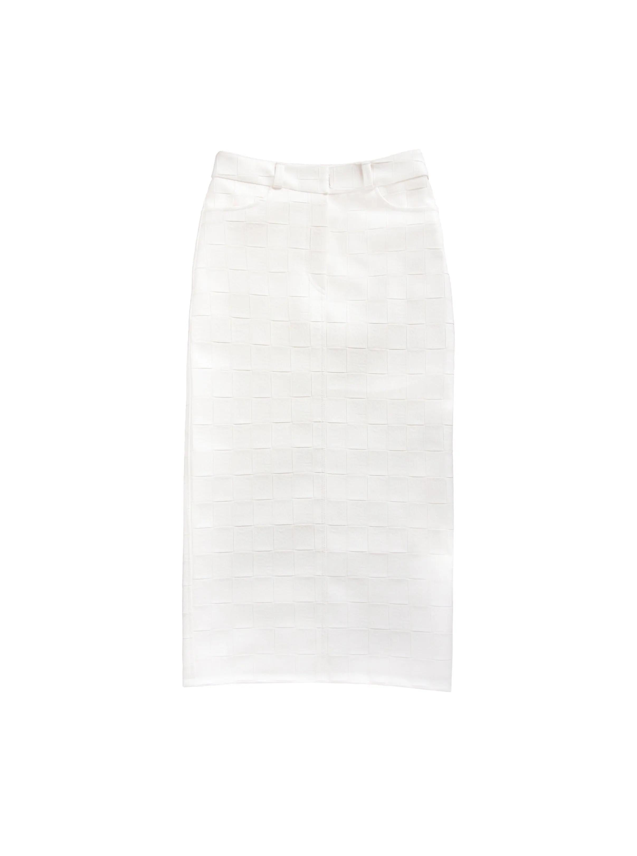 White Checkered Leather Skirt
