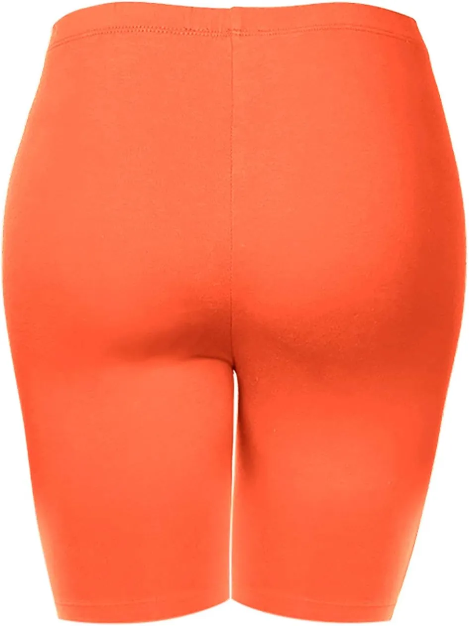 Women's Cotton Bermuda Biker Shorts Mid Thigh High Rise Stretch Jersey