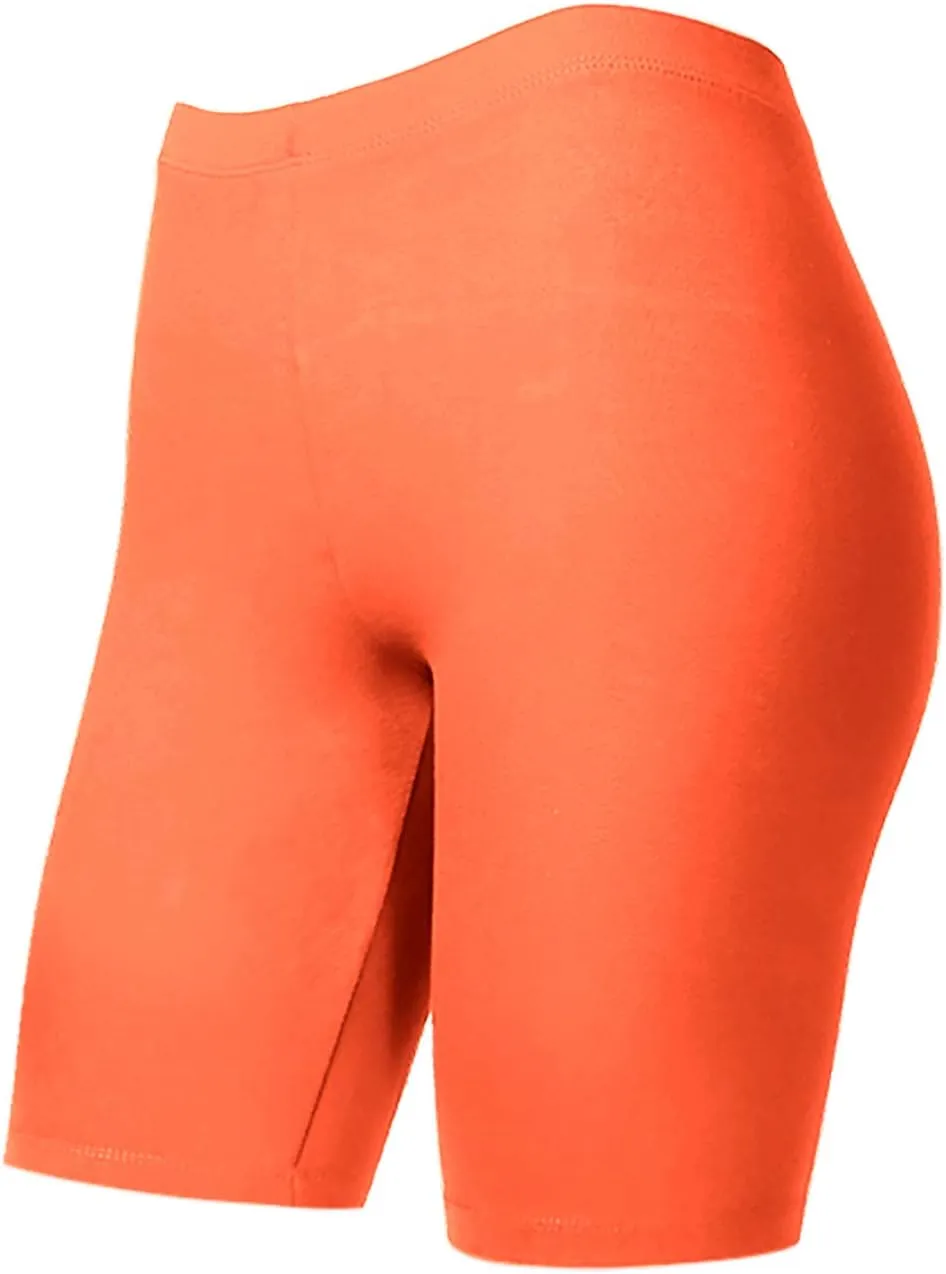 Women's Cotton Bermuda Biker Shorts Mid Thigh High Rise Stretch Jersey