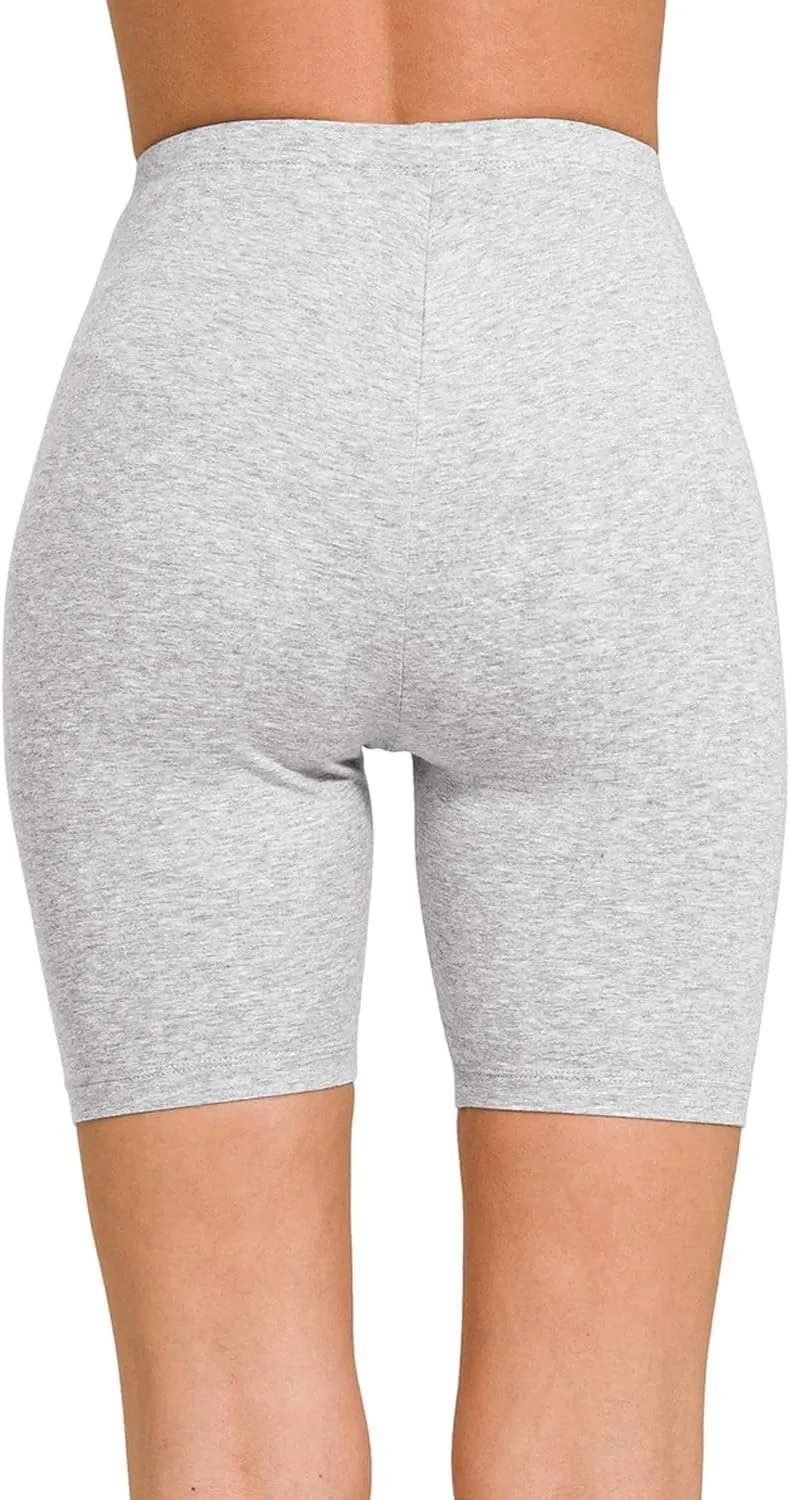 Women's Cotton Bermuda Biker Shorts Mid Thigh High Rise Stretch Jersey