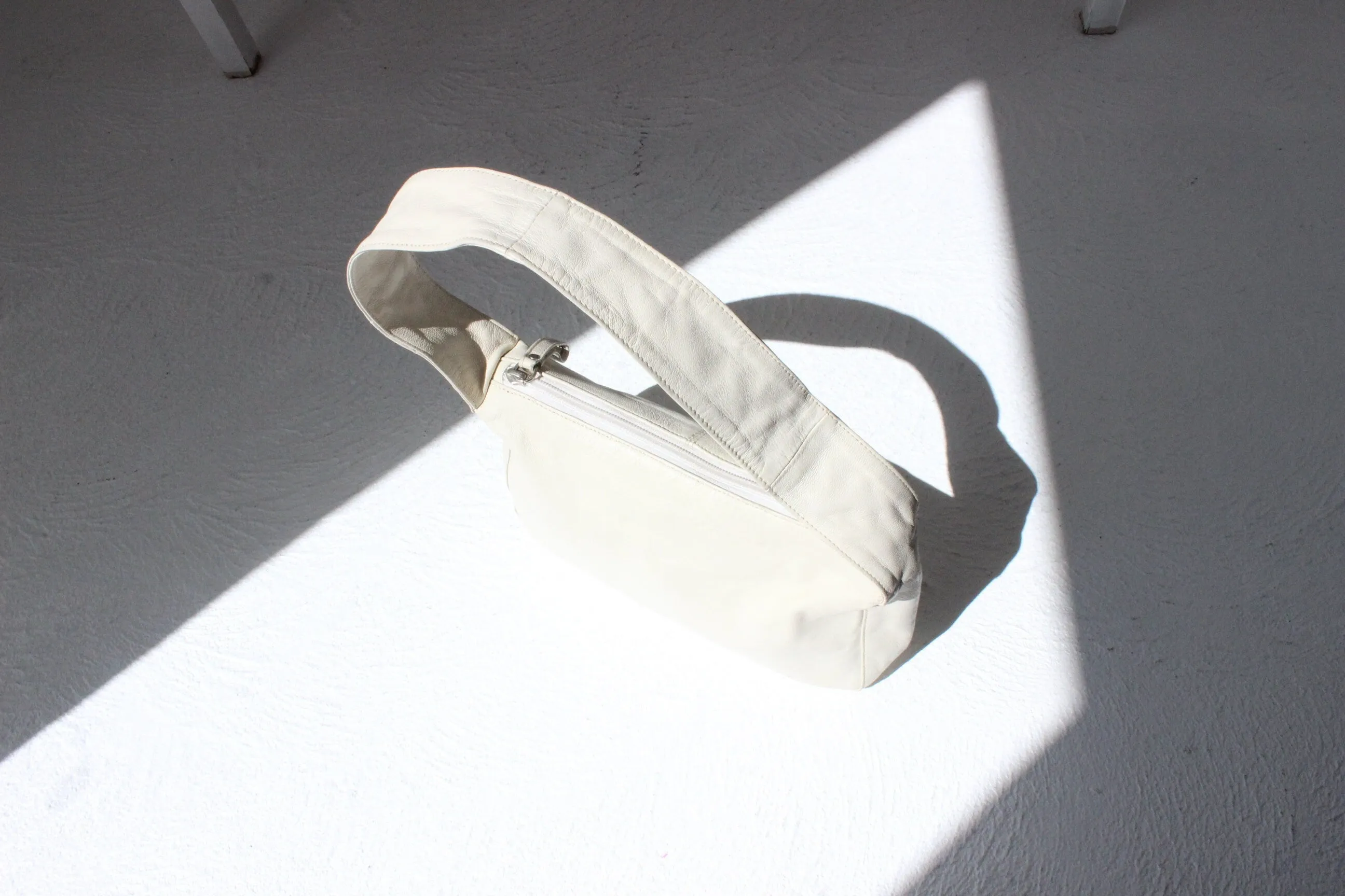 Y2K Minimal White Leather Rectangular Handbag